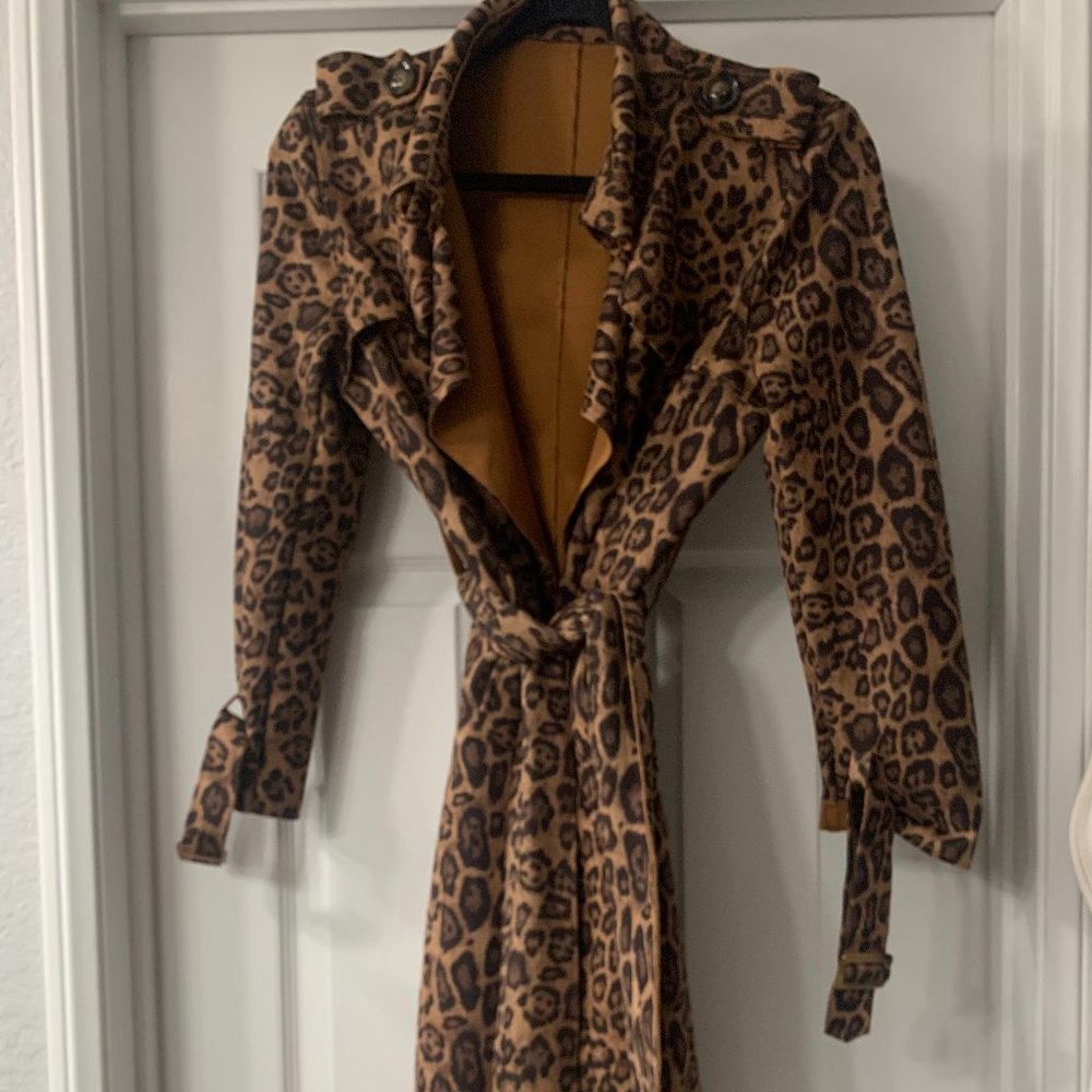 Few MODA Leopard Trench Jacket- XS